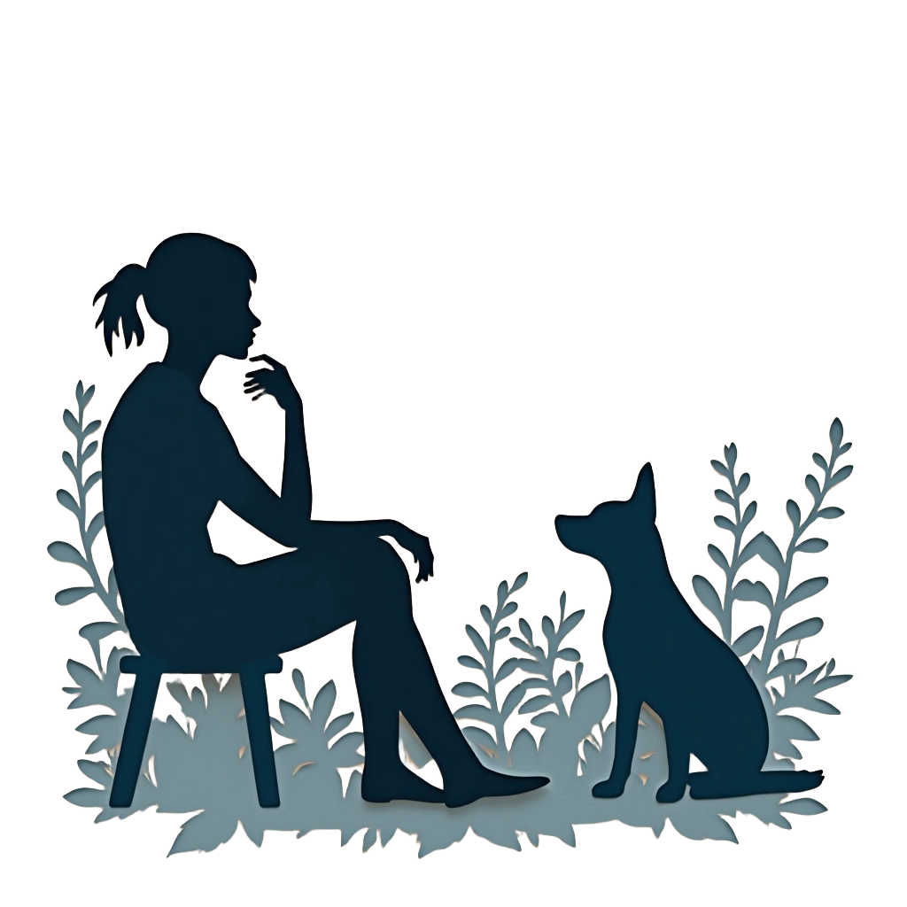 Silhouette of a Girl and Her Dog